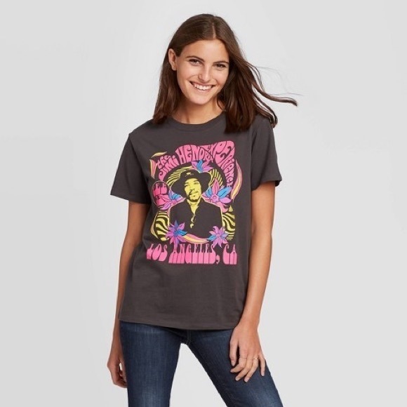 Authentic Original Vintage Style Tops - Jimi Hendrix boyfriend graphic t shirt size: med